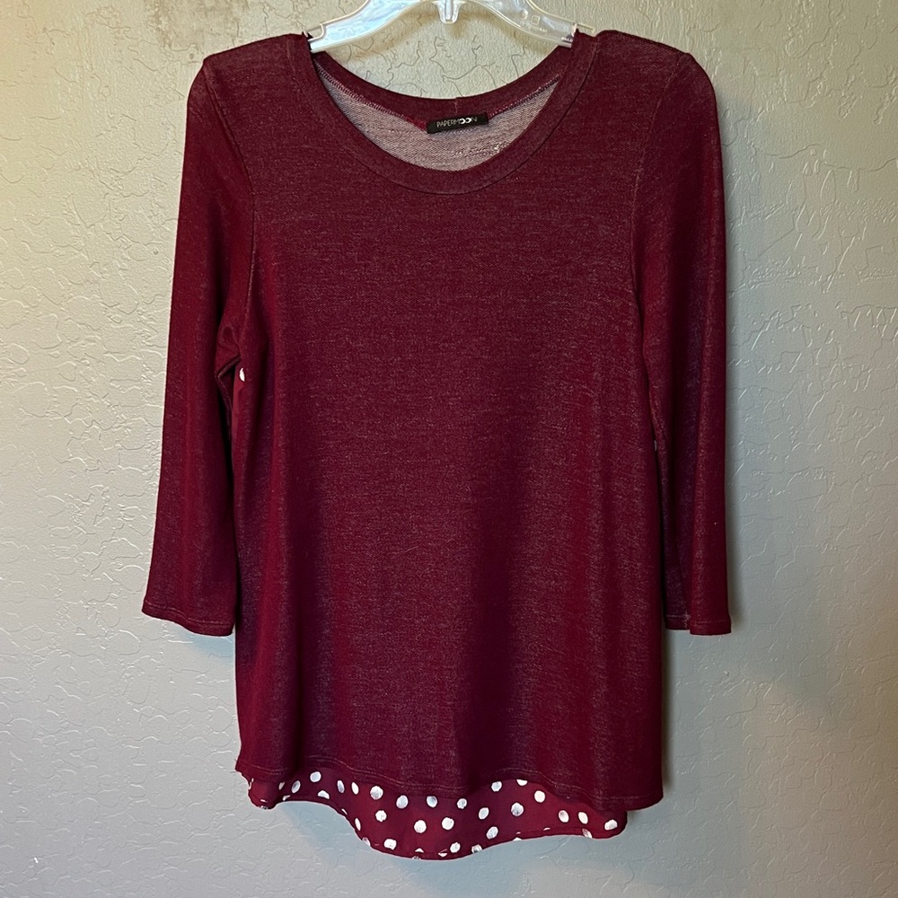 Papermoon Burgundy Blouse with Polka Dot Detail